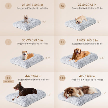 Cama esponjosa para jaula de perro, almohada afelpada extra grande para perro, gris