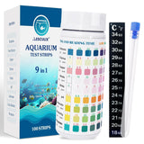 Aquarium Test Strips, 9 Parameters, 100 Count, Freshwater and Saltwater
