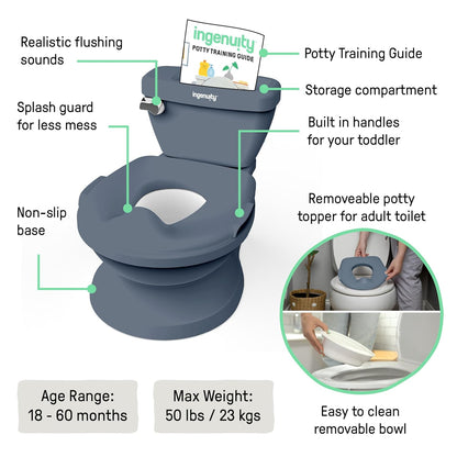 Pro in Blue, Infant Potty Training Toilet, Lifelike Flushing Sound, for Ages 18 Months, Up to 50 Pounds - photo 3
