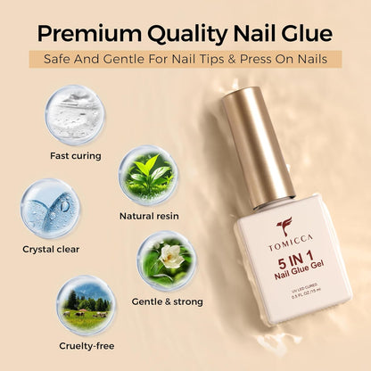 5-in-1 Brush-On UV Nail Glue Gel for Tips & Press-Ons, 15ml - photo 3
