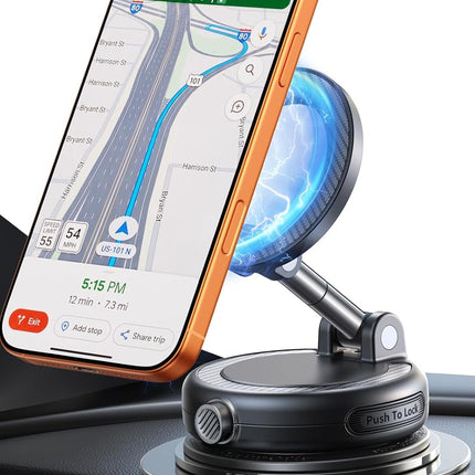 NeverFall Car Phone Mount for MagSafe, 89lbs Vacuum Suction, Strong Magnetic Dashboard & Windshield Mount, 360° Adjustable Phone Holder for iPhone & All Phones, Carbon Fiber
