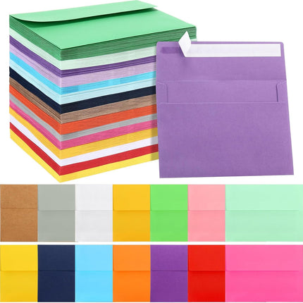 SATINIOR 300 Pieces A7 15 Colors Invitation Envelopes for 5 x 7 Inch Cards Peel and Press Rainbow Seal Mailing for Letters Photos Cards Wedding Baby Shower, 5.25 x 7.25 inch