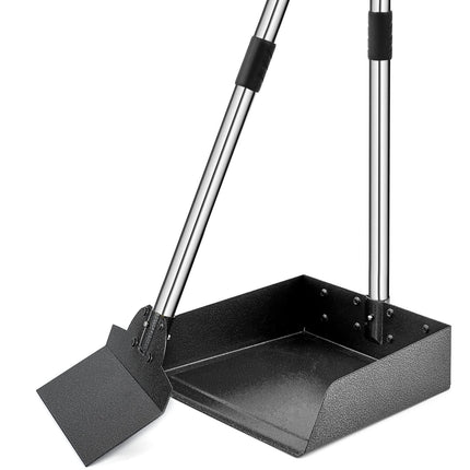 Dog Pooper Scooper,Tray and Spade Set Poop Scooper for Dogs, Adjustable Long Handle Metal Pooper Scooper with Bin for Pet Waste Removal, No Bending Clean Up for Medium and Large Dogs
