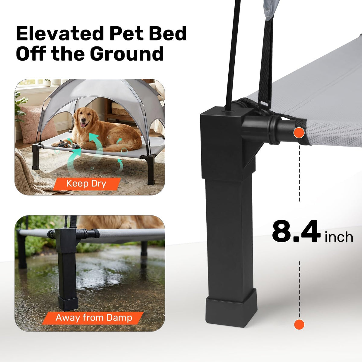 Elevated Dog Bed with Removable Canopy, 42 in - photo 3