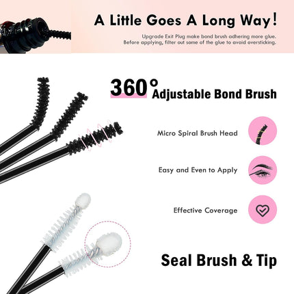 Lash Bond and Seal Waterproof, Cluster Lash Glue Bond and Seal Lash Glue, Strong Hold 72h for Eyelash Clusters, Latex Free Sensitive Eyes Available 10ML (Pack of 2)