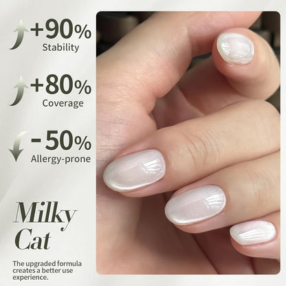 Milky White Cat Eye Magnetic Gel Nail Polish, 15ML - photo 5
