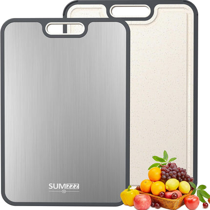 Sumzzz Titanium Cutting Board for Kitchen, Non Toxic 2-in-1 Cutting Board Double Sided Food Grade Pure Titanium, Knife Friendly Easy to Clean Large Size 15”×10.3”