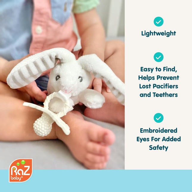 Sloth RaZbuddy w/RaZberry Teething Relief Pacifier – Soothes Sore Gums w/Nature-Inspired Texture, 100% BPA-Free Silicone Teether, Detachable Stuffed Animal – 3 Months+ Teether, Tan