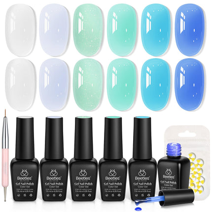 Jelly Gel Nail Polish Set, 6 Colors