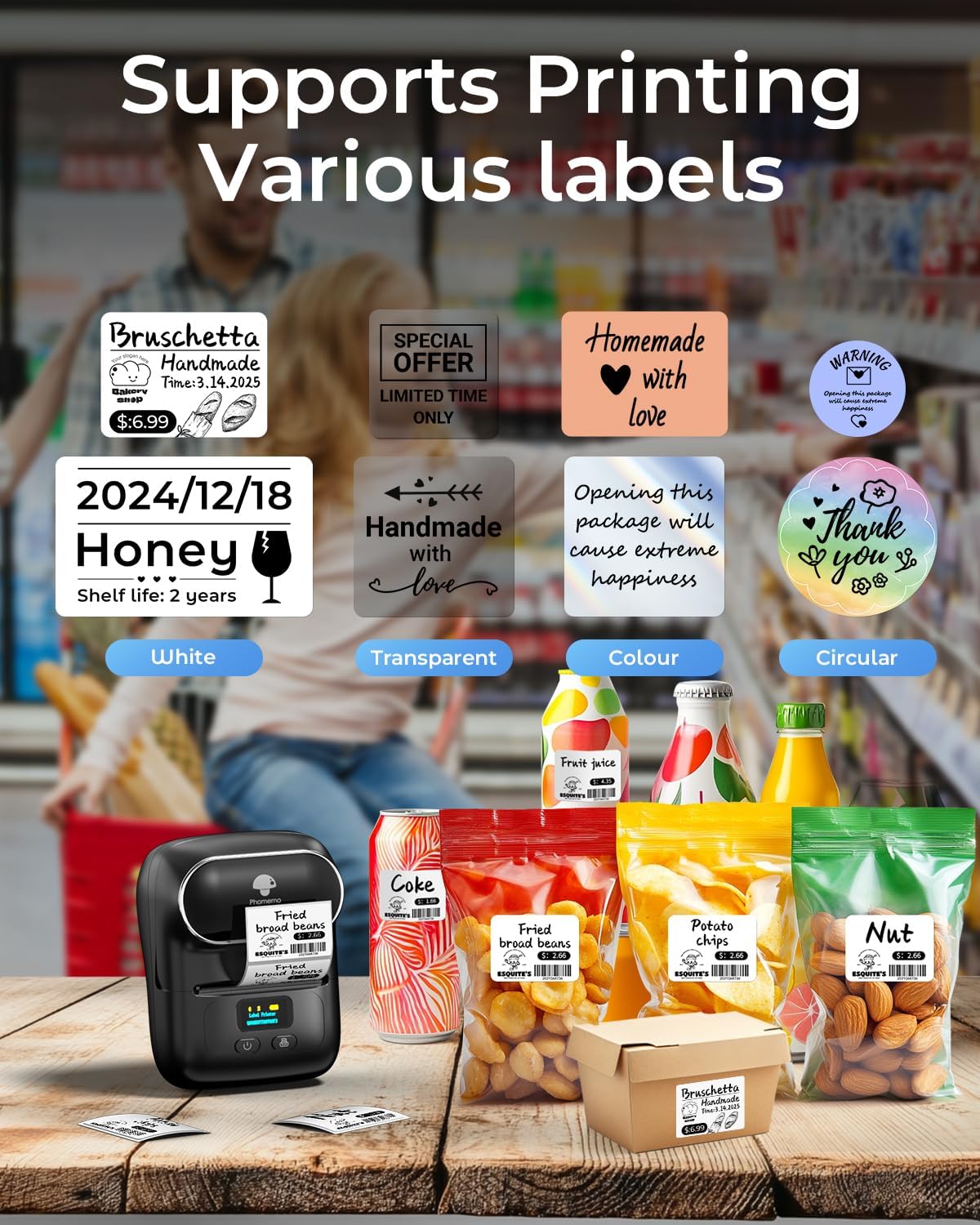 Label Makers - Barcode Label Printer Bluetooth Label Maker Portable Thermal Printer for Small Business - photo 3