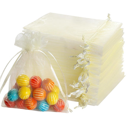 100PCS Sheer Organza Bags, White Wedding Favor Bags with Drawstring, 4x4.72 Jewelry Gift Bags for Party, Jewelry, Christmas, Mother's Day, Festival, Bathroom Soaps, Makeup Organza Favor Bags