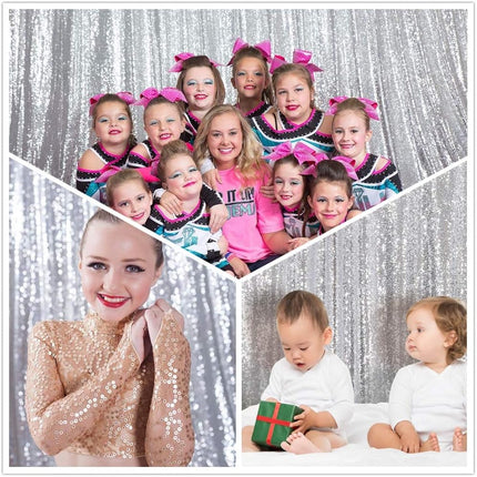 Eternal Beauty Silver Sequin Backdrop, 6x6 Ft Glitter Background Curtains for Shimmer Photography Party Wedding Birthday Back Drop Decor