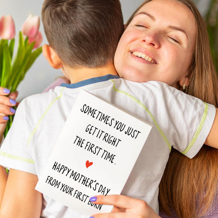 Mothers Day Card from Daughter Son, Happy Mother's Day Card for Mom from Your First Born, Funny Mothers Gifts for Mom from Kids, Unique Mother Gifts for Moms, Mama Gift Ideas Greeting Cards