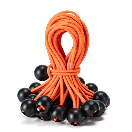 Paquete de 30 cuerdas elásticas con bola, cuerdas bungie resistentes (6", negro/blanco)