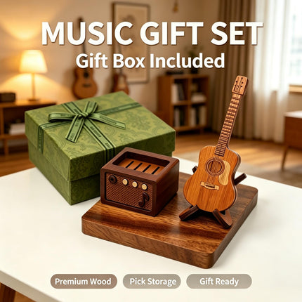 Wooden Guitar Pick Holder Set, for Display and Gifts for Guitar Players