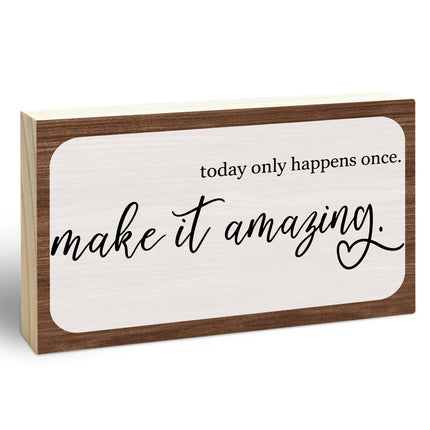 Everyday is a Gift Rustic Wooden Block Sign, 5x3 Inch Positive Inspirational Wood Plaque, Farmhouse Home Decor for Desk Tabletop Shelf, Housewarming Christmas Gift for Friends Family - A14