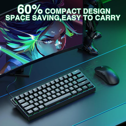 60% Mechanical Gaming Keyboard Wired, Magnetic Switch Hot Swappable, Adjustable Actuation Rapid Trigger Mode, 8000 Hz Polling Rate, RGB Small Keyboard 60 Percent Compact Design for PC