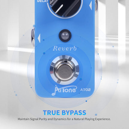 AITONE Guitar Reverb Pedal Mini Digital Metal Effect Pedal with 3 Modes Church Plate Studio 32 bit Audio True Bypass for Electric Guitar (AT-02)