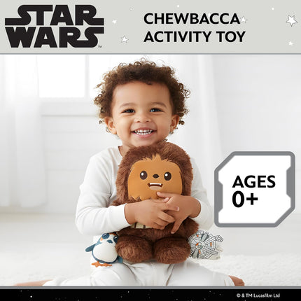 Kids Preferred Star Wars Chewbacca On the Go Activity Toy - with Rattle, Crinkle, Squeaker, Teether, Travel Clip, Sensory Toy, for Ages 0+