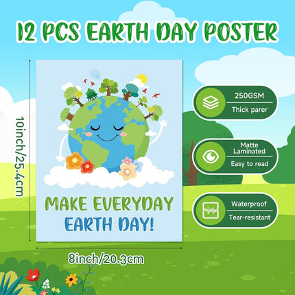 ysapualp 12Pcs Earth Day Posters, Earth Day Decorations for Classroom School Library Bedroom,Happy Earth Day Banner 8x10 Inch