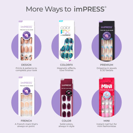 Kiss Impress No Glue Mani Press On Nails, Design, 'Chic French', Pink, Short Size, Squoval Shape, Includes 30 Nails, Prep Pad, Instructions Sheet, 1 Manicure Stick, 1 Mini File