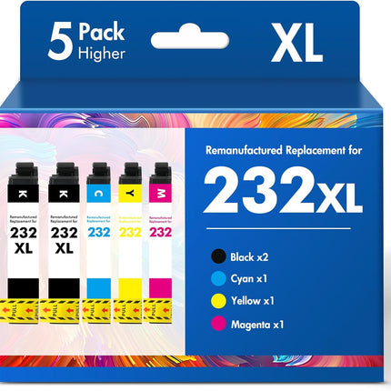232XL 232 XP-4200 Ink Cartridges Combo Pack Remanufactured Replacement for 232 XL Ink Cartridges for Epson Printer XP4200 XP 4200 XP4205 Workforce WF-2930 XP-4205 WF-2950 (5 Pack-2BKCMY)