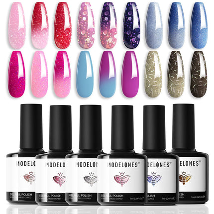 Nude Gel Nail Polish Set 6Colors Pink Milky White Brown