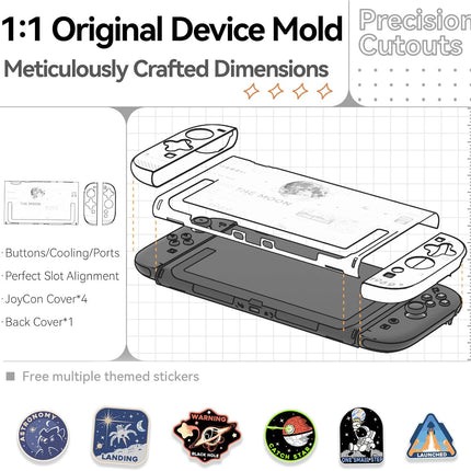 GeekShare Hard Case Compatible with Nintendo Switch 2 (2025), Anti-Scratch Dockable Protective Cover for Switch 2 with Detachable Joysticks, The Moon (Moonlight White)