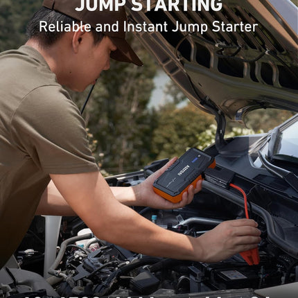 AstroAI S8 Car Battery Jump Starter, Car Jumper Starter Battery Pack for Up to 6.0L Gas & 3.0L Diesel Engines, 12V Portable Jump Box with 3 Modes Flashlight and Jumper Cable (Orange)