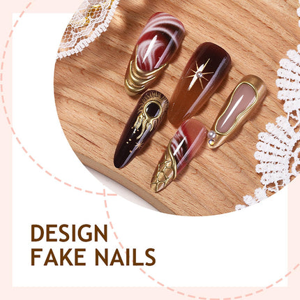 30Pcs Star Press on Nails Long Almond 3D French Tip Fake Nails with Pearl Rhinestones Gothic Sun Stars Moon False Nail Gold French Acrylic Nails Press on Goth Full Cover Glue on Nails for Women