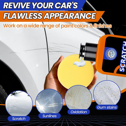 Car Scratch Remover Removes Scratches Swirls And Scuffs With Wax Rubbing Compound With Buffer Pad And Microfiber Towel For Cars Motorcycles SUVs Trucks For Car Owners 3.4 Ounces