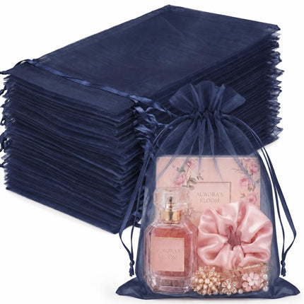 100Pcs White Organza Bags 3x4in,Small Mesh Drawstring Gift Bag