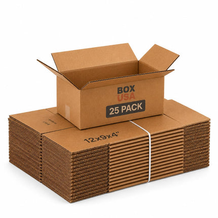 Shipping Boxes Medium 12"L x 9"W x 4"H 25-Pack - Corrugated Cardboard Box for Moving, Mailing, Packing, Packaging and Storage