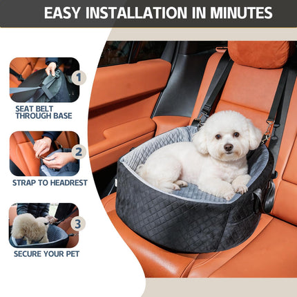 TOPOmericeDog Car Seat for Small Dogs up to 30 lbs, Pet Booster Seat with Adjustable Harness & Non-Slip Base, Cozy Dog Car Bed for Travel, Removable Machine Washable Cover for Cars, Trucks & SUVs