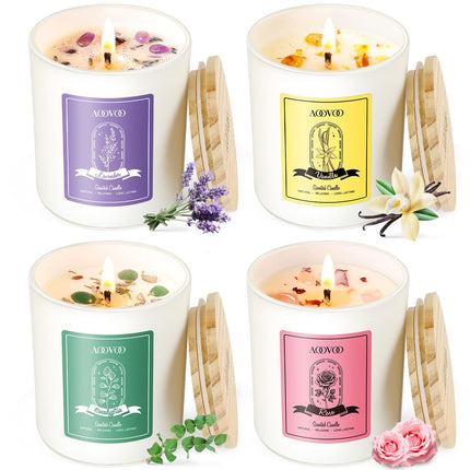 Fall Candles Set - 4 Pack Candles for Home Scented, 28 oz Natural Soy Wax 200 Hour Long Lasting, Autumn Gifts Set for Women Men Fall Fragrance of Pumpkin/Apple Cinnamon/Clove/Wheat Vanilla