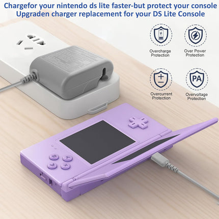 DS Lite Charger Kit,Charger Adapter AC Power for Nintendo DS Lite,100-240V Portable Travel Wall Charger with Foldable Plug & 4 Stylus Pens