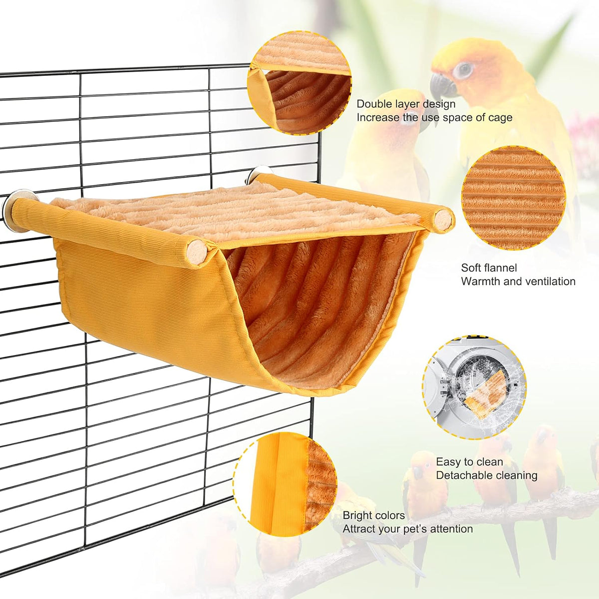 Winter Warm Hanging Bird Nest Bed Snuggle Hut - Medium Yellow - photo 4