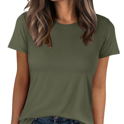Women Short Sleeve Tops Summer Wrinkle-Free Basic Tee Shirts
