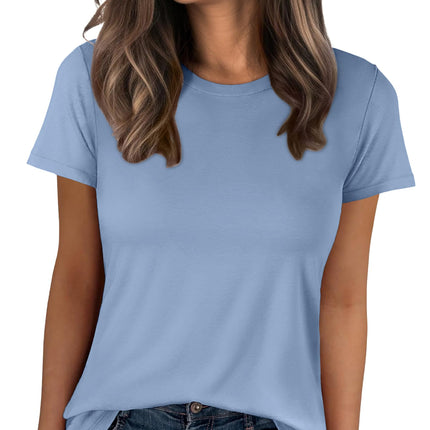 Women Short Sleeve Tops Summer Wrinkle-Free Basic Tee Shirts