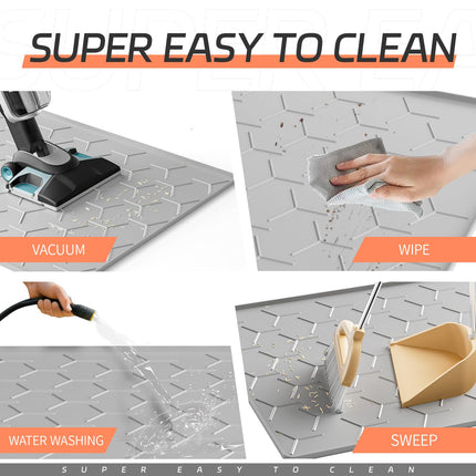 Silicone Cat Litter Mat, 24"x16", Raised Edge Waterproof, Grey