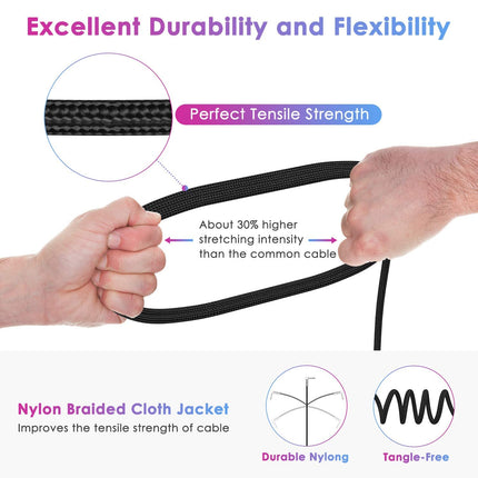 Guitar Cable 6FT Instrument Cord for Electric Bass Guitar, Keyboard - 1/4 Inch Right Angle AMP Cable, Black