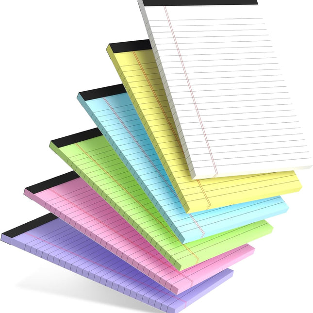 Small Note Pads 5x8" – 6 Vibrant Colors Notepad, College Ruled, 30 Sheets Each | Perfect for Work, School & Creative