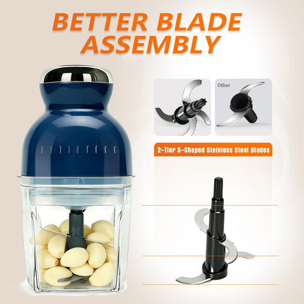 Electric Garlic Mincer & Onion Chopper, 3-Cup Mini Food Processor