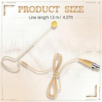 Sabary in Ear Back Electric Headset Microphone Mini XLR 3 Pin TA3F Plug Mic Over the Ear Microphones Headset Microphone Mini XLR 3 Pin TA3F Plug Compatible with Akg Wireless System, Beige Color