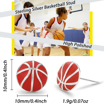 SmileBelle Sterling Silver Sports Earrings, Hypoallergenic Volleyball Earrings, Soccer, Basketball Jewelry Baseball Golf Stud for Women Mom as Sports Fan Senior Night Gift Teen Stuff Accessories