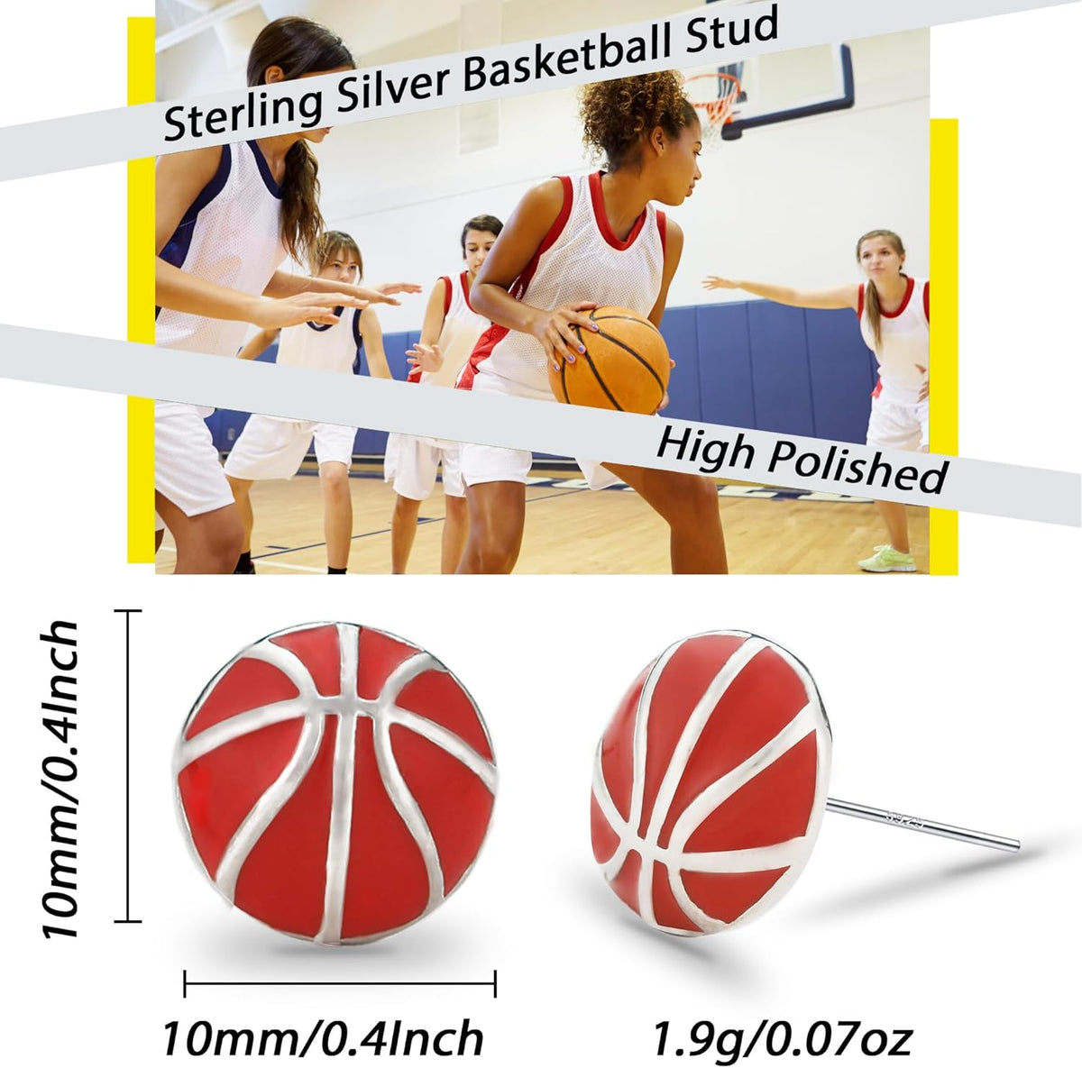 Sterling Silver Sports Earrings, Hypoallergenic Volleyball Earrings, Soccer, Basketball Jewelry Baseball - photo 4