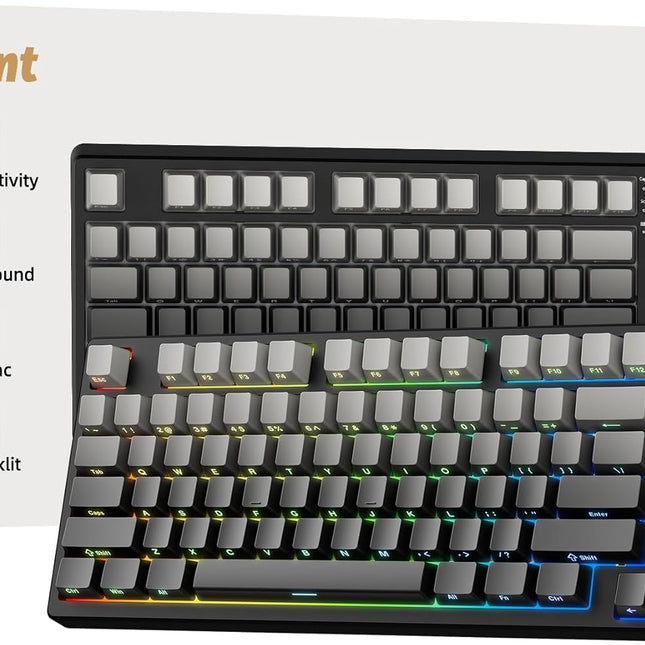 Wireless Mechanical Gaming Keyboard, 75% Layout with RGB Backlit, Custom Hot Swappable, Creamy Sound