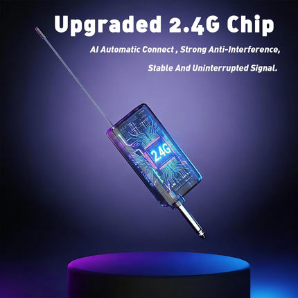 Wireless Microphones - AI Auto Match Channel Mics, Upgraded 2.4GHz 500FT Extra-Long Range Stable Receiving Rechargeable Microfono Inalambrico for Karaoke Singing DJ Church Classroom
