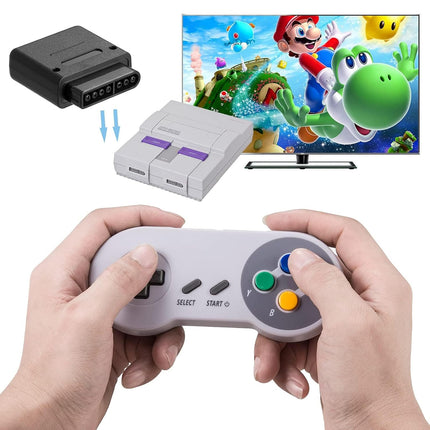 KIWITATA 2 Pack Wireless Controller for SNES Original Console, 2.4GHz Wireless Remote Gamepad for SNES Entertainment System Console&Windows PC(7/8/10/11)& Raspberry Pi