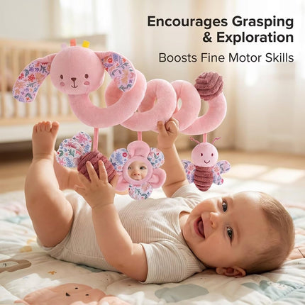 Multi-Use Baby Spiral Activity Toy – Spiral carseat Toy for Car Seat, Stroller,Play Gym, Keeps Baby Quiet, Easy Travel Solution